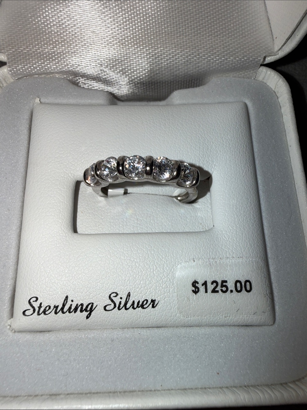 Kohl's Sterling Silver Five-Clear Stone Band Ring